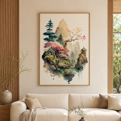 Blossom Peaks Temple Canvas Print