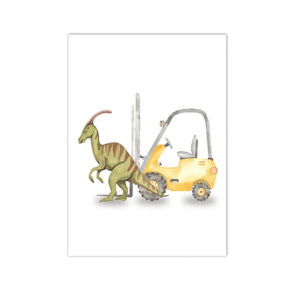 Dino Forklift Adventure Canvas Print