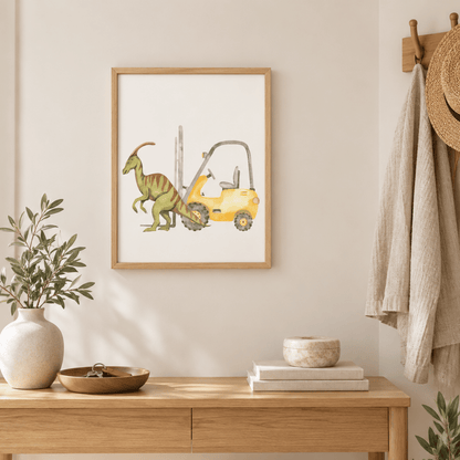 Dino Forklift Adventure Canvas Print
