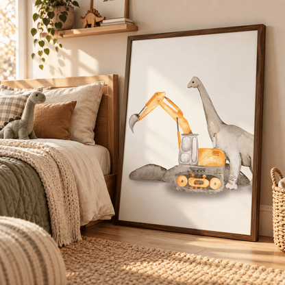 Long Neck Dino Excavator Canvas Print