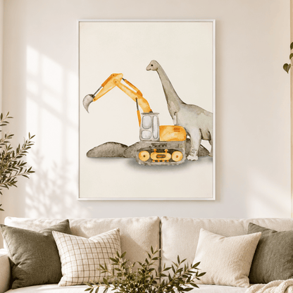 Long Neck Dino Excavator Canvas Print