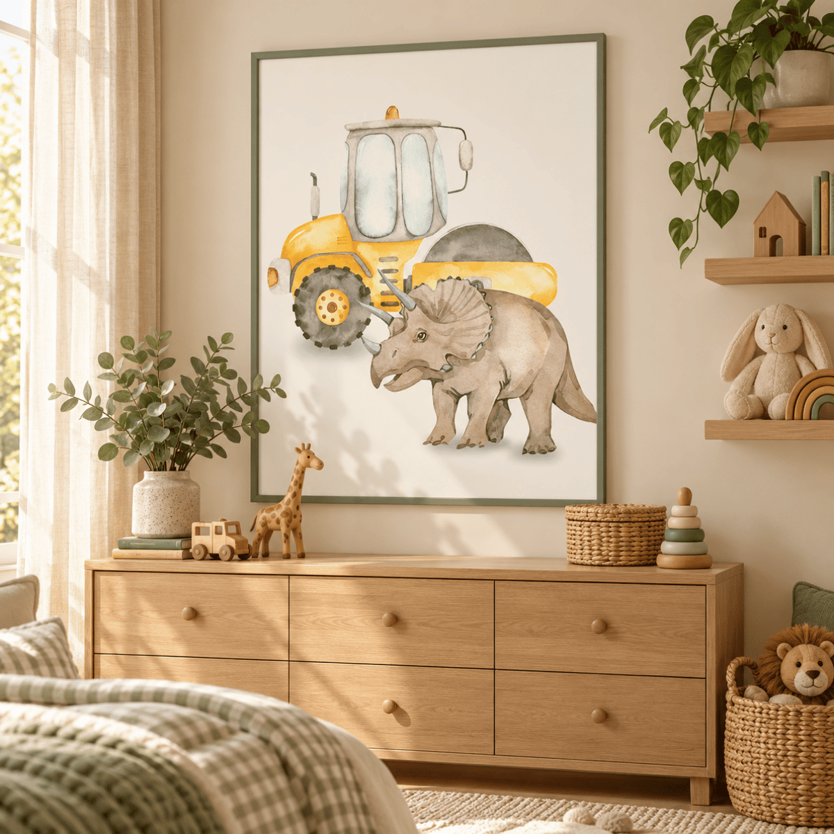 Triceratops Road Roller Adventure Canvas Print