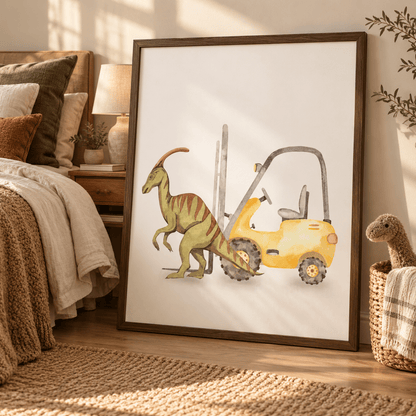 Dino Forklift Adventure Canvas Print