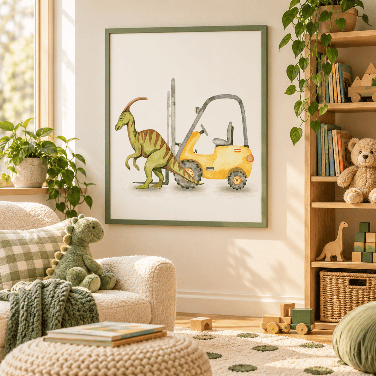 Dino Forklift Adventure Canvas Print
