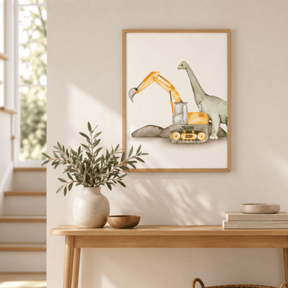 Long Neck Dino Excavator Canvas Print