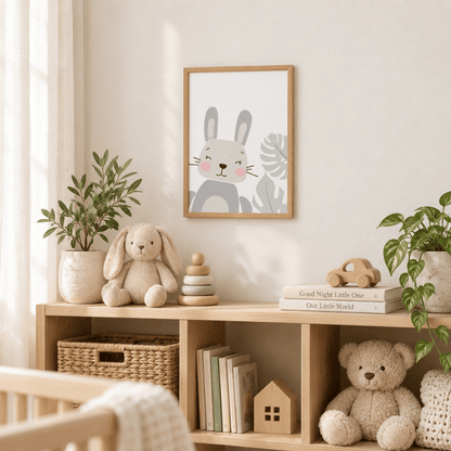 Blush Bunny Botanical Canvas Print