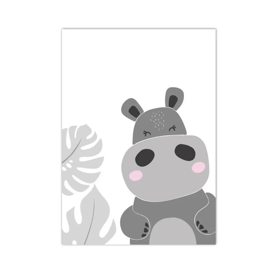 Little Hippo Botanical Canvas Print