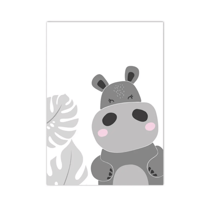 Little Hippo Botanical Canvas Print