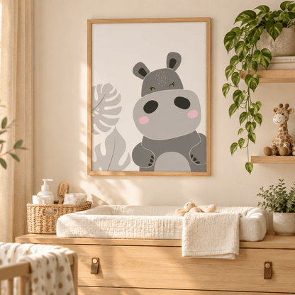 Little Hippo Botanical Canvas Print