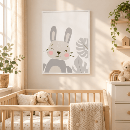Blush Bunny Botanical Canvas Print