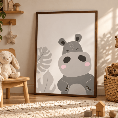 Little Hippo Botanical Canvas Print