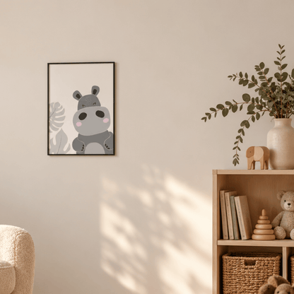 Little Hippo Botanical Canvas Print