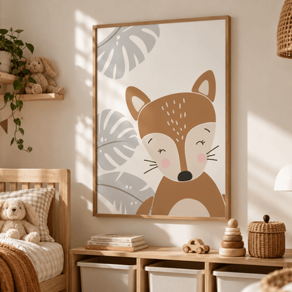 Little Fox Botanical Canvas Print