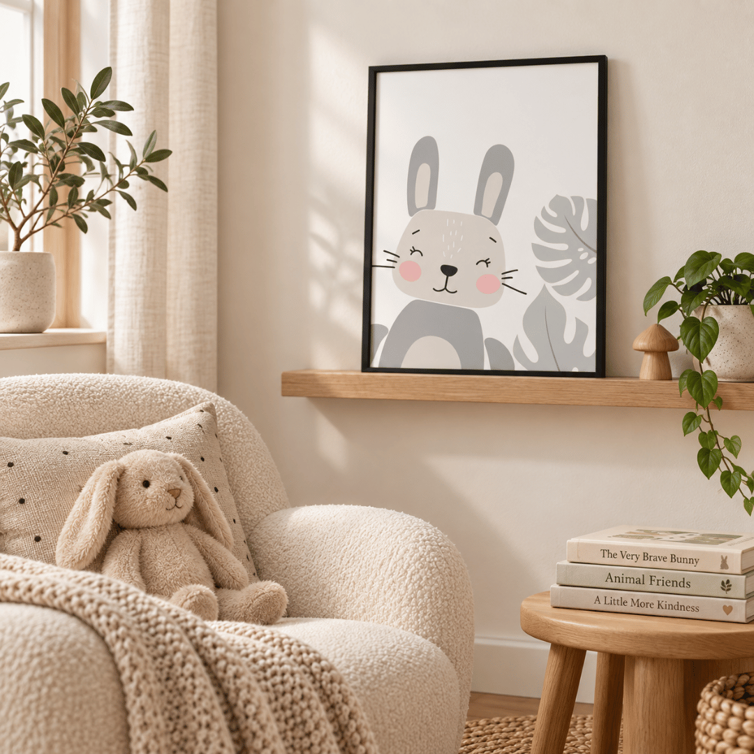 Blush Bunny Botanical Canvas Print