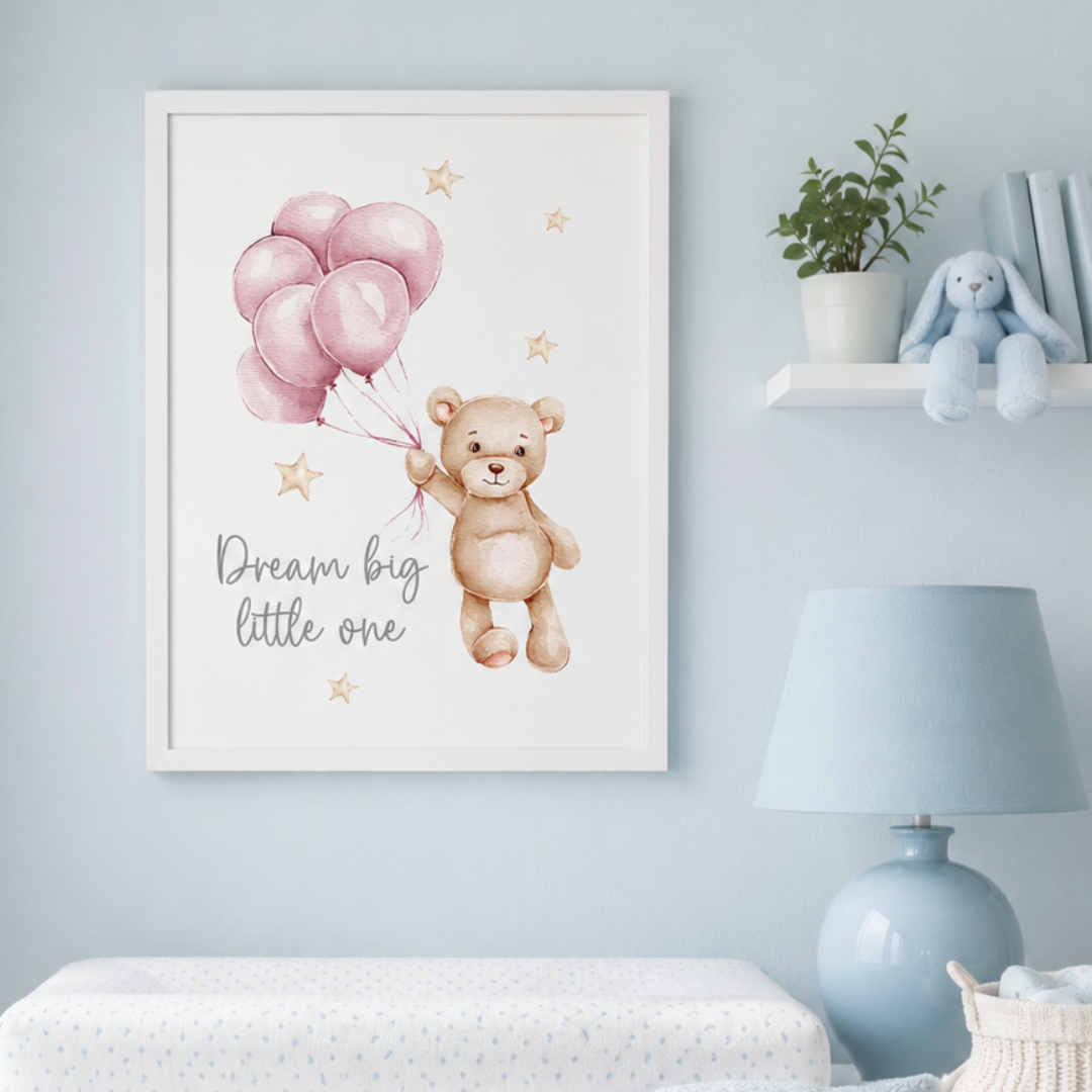 Dream Big Pink Teddy Balloon Canvas Print
