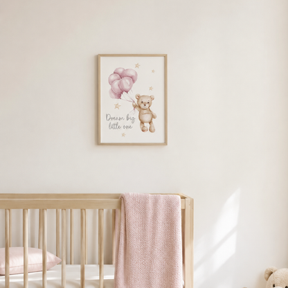 Dream Big Pink Teddy Balloon Canvas Print