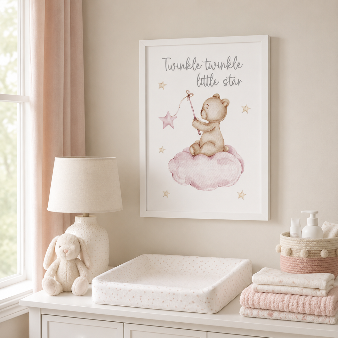 Twinkle Little Star Pink Teddy Canvas Print