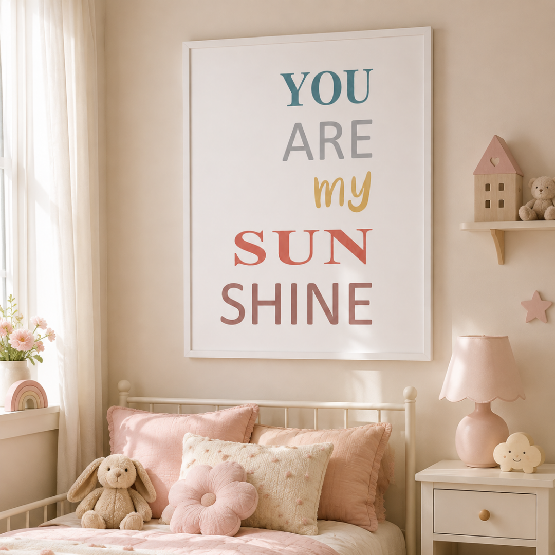You Are My Sunshine Pastel Nursery Canvas Print