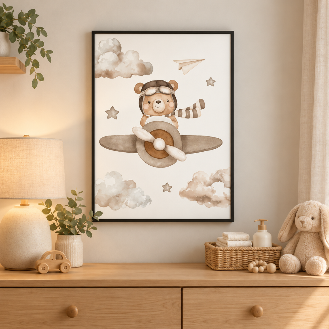 Cute Little Aviator Bear Canvas Print