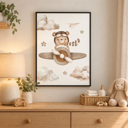 Cute Little Aviator Bear Canvas Print