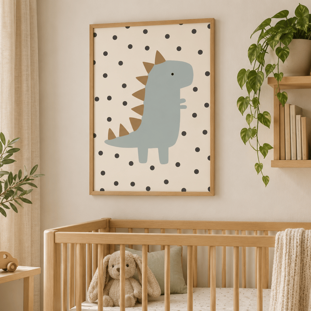 Little Blue Dinosaur Canvas Print
