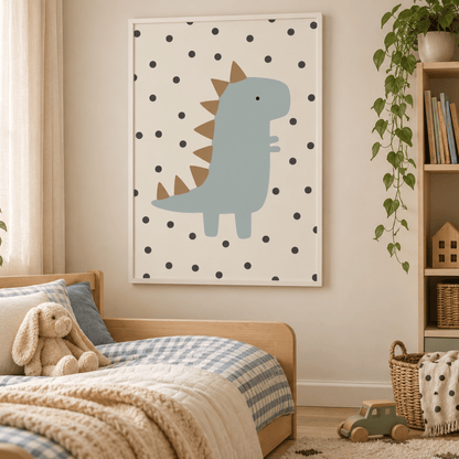 Little Blue Dinosaur Canvas Print