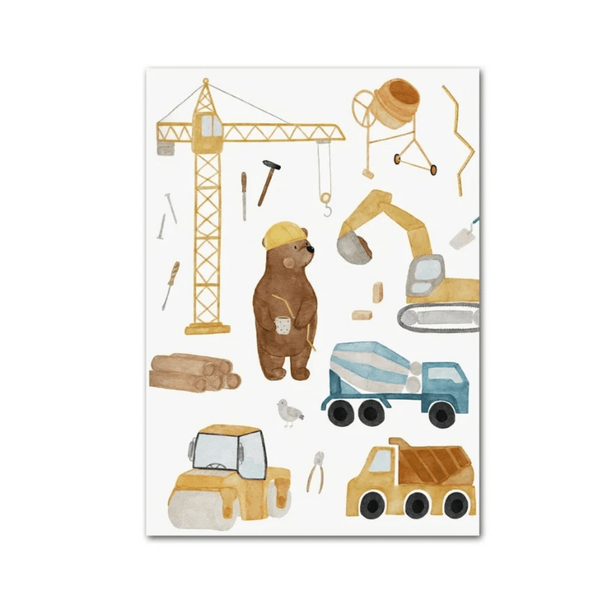 Little Builder Bear Canvas Print