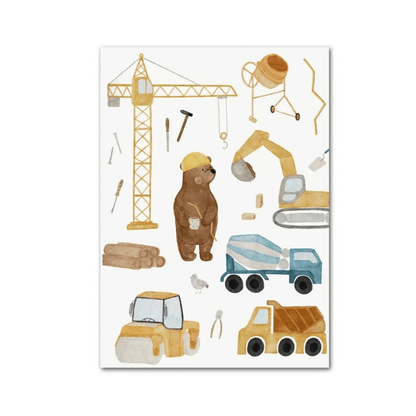 Little Builder Bear Canvas Print