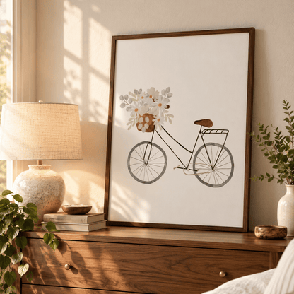 Daisy Bicycle Basket Canvas Print