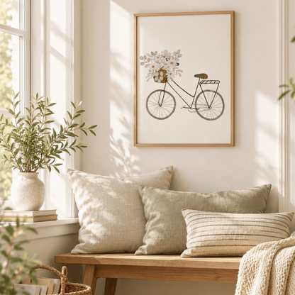 Daisy Bicycle Basket Canvas Print