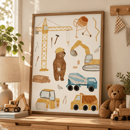 Little Builder Bear Canvas Print