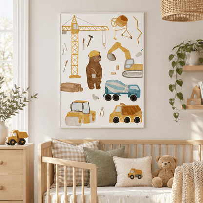 Little Builder Bear Canvas Print