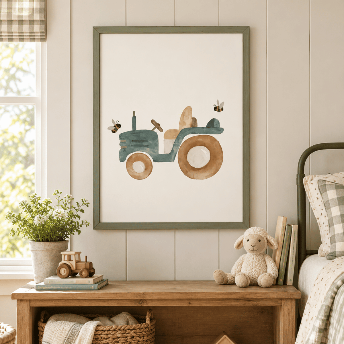 Little Green Tractor Canvas Print