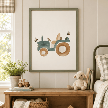 Little Green Tractor Canvas Print