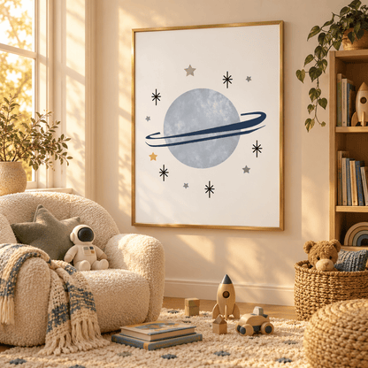 Starlit Saturn Nursery Canvas Print