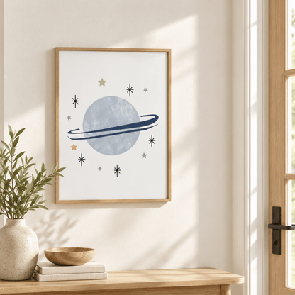 Starlit Saturn Nursery Canvas Print
