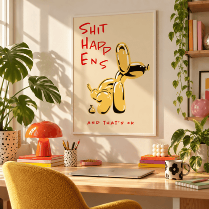 Shit Happens Balloon Dog Canvas Print