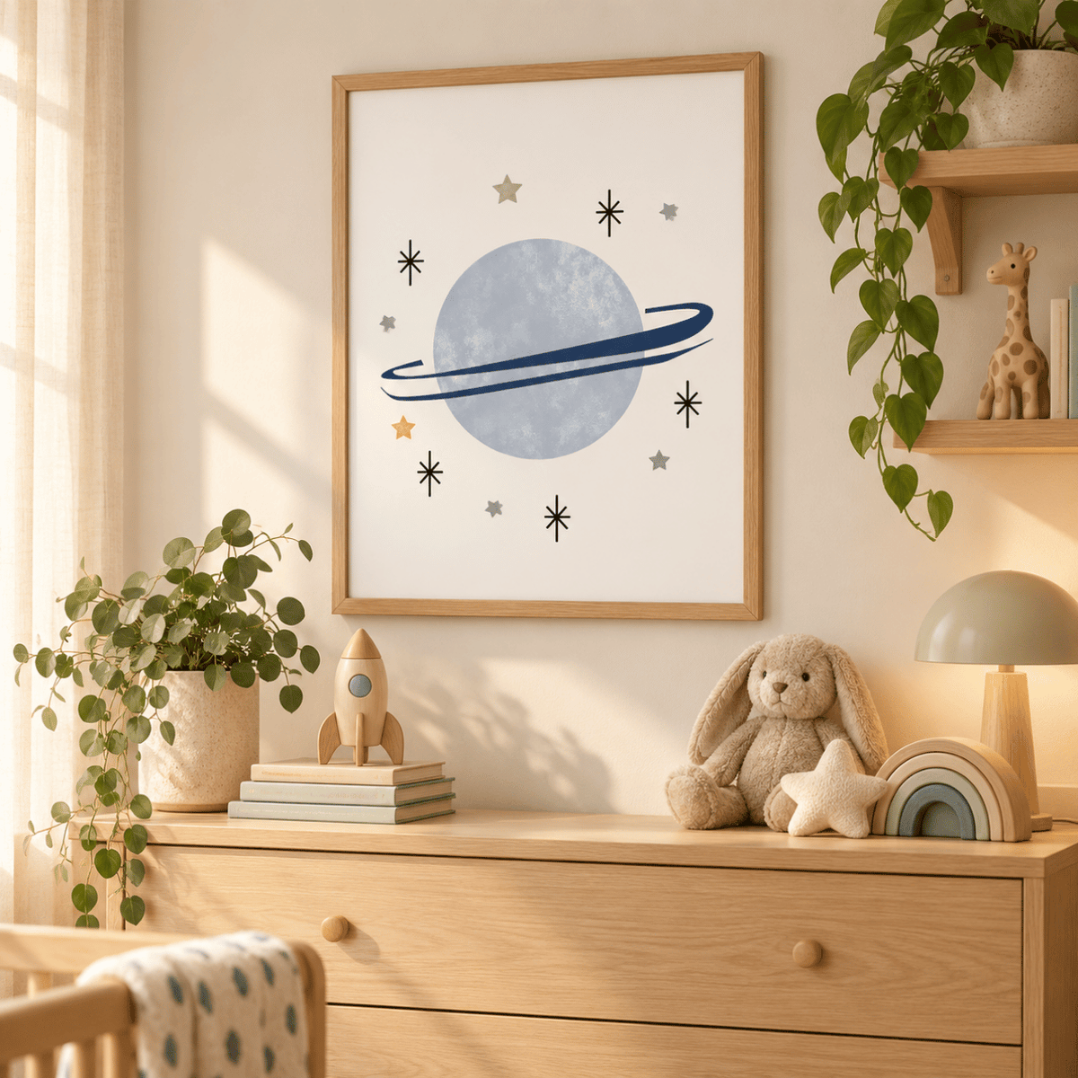 Starlit Saturn Nursery Canvas Print