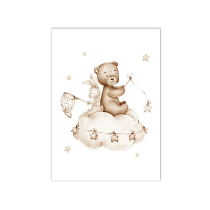Starlight Catchers Bear And Bunny Canvas Print