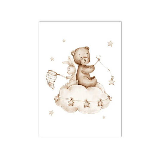 Starlight Catchers Bear And Bunny Canvas Print