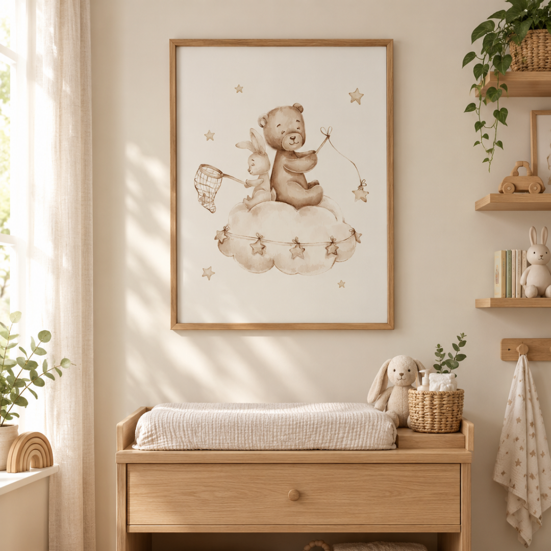 Starlight Catchers Bear And Bunny Canvas Print