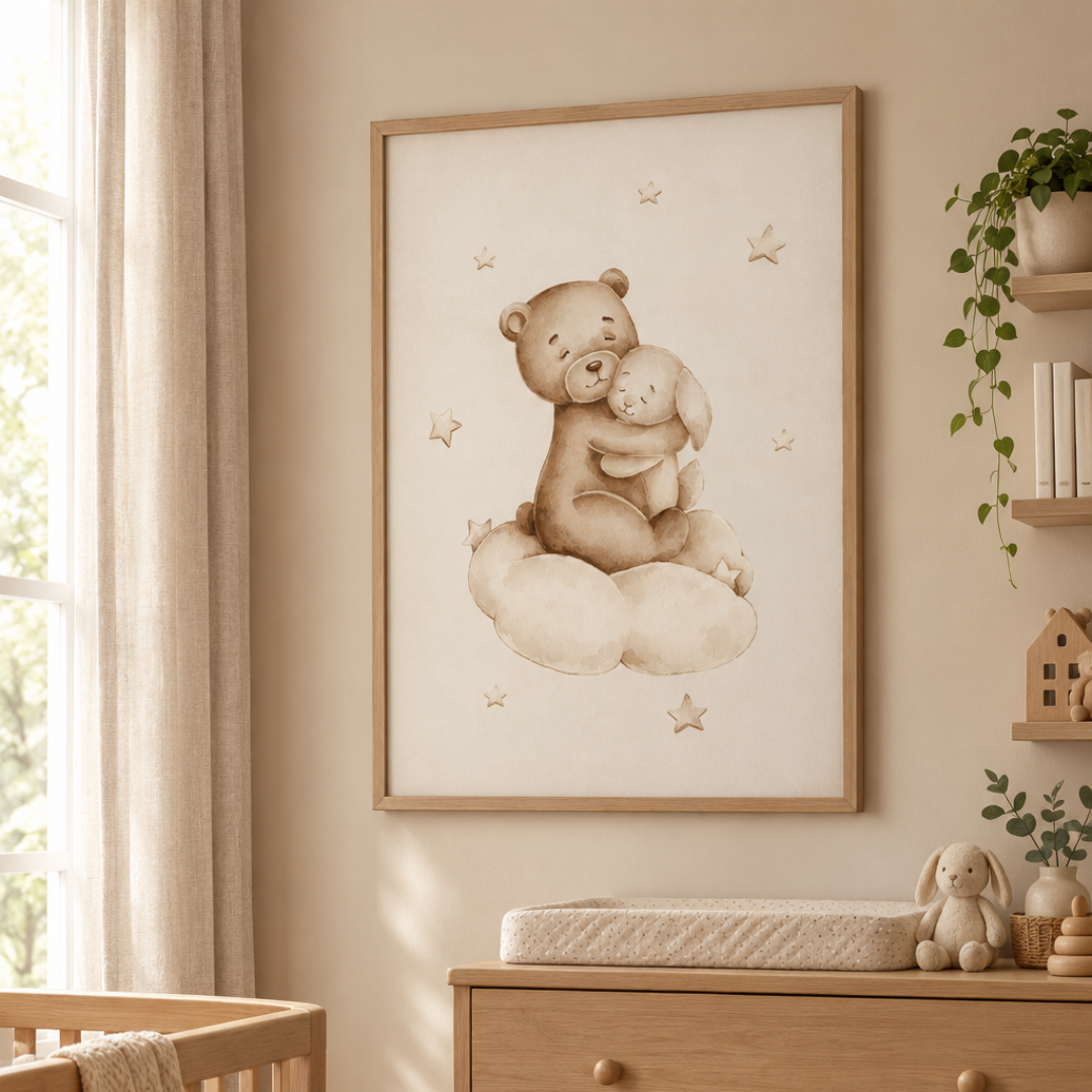 Starry Snuggle Bear Canvas Print