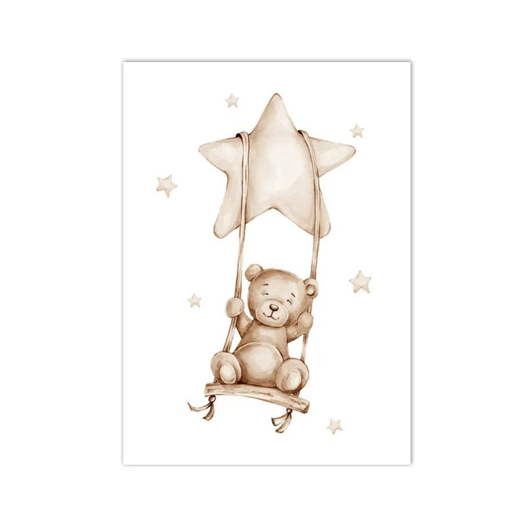 Star Swing Teddy Bear Canvas Print
