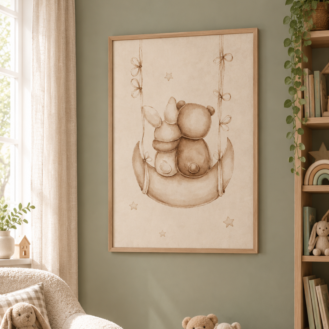 Crescent Companions Bear Canvas Print