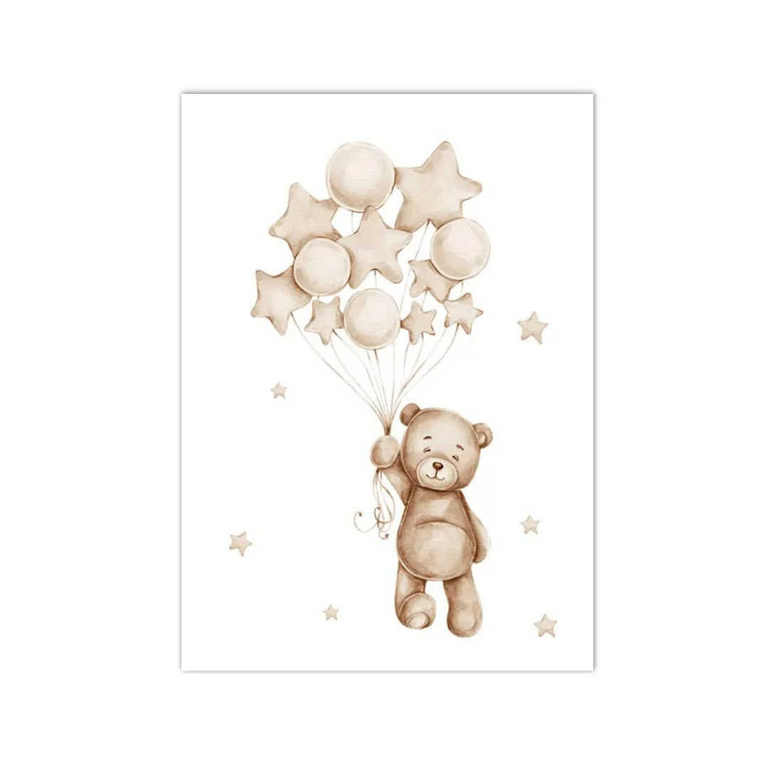 Star Balloon Bear Canvas Print