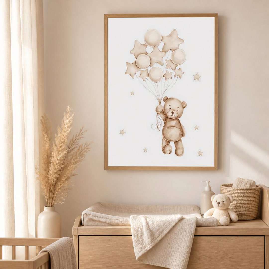 Star Balloon Bear Canvas Print