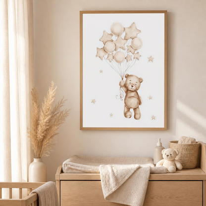 Star Balloon Bear Canvas Print