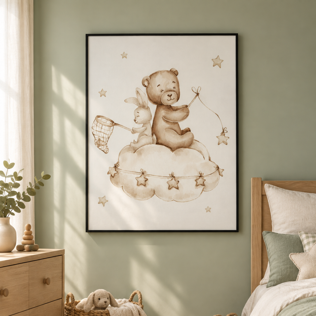 Starlight Catchers Bear And Bunny Canvas Print