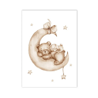 Moonlit Cuddles Bear Canvas Print