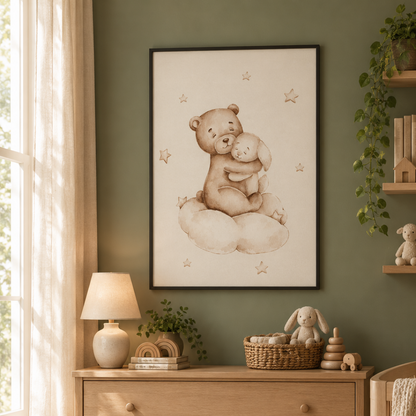 Starry Snuggle Bear Canvas Print